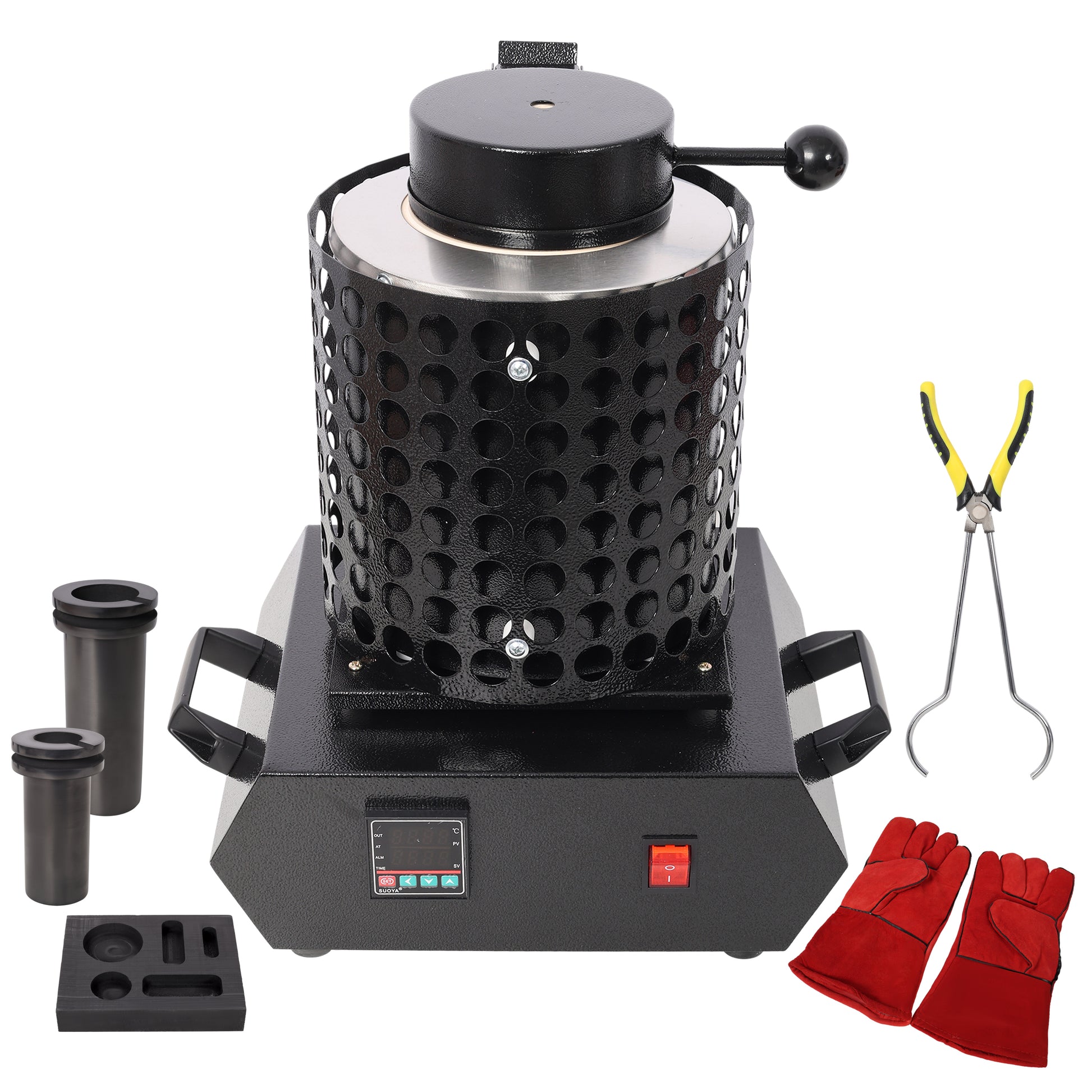 Professional Gold Melting Furnace 1+3 KG Electric Digital Smelting Kit Black Steel 110V SolidRoot Buy Furniture USA