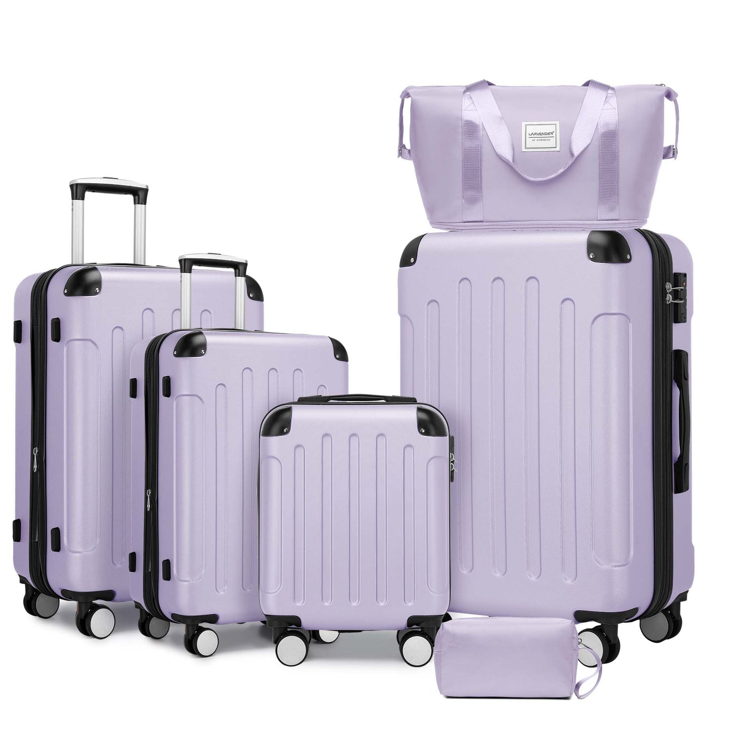 Luggage Sets 6 Piece with Duffel Bags, Hardside Expandable Suitcases with Spinner Wheels TSA Lock, Lavender SolidRoot Buy Furniture USA