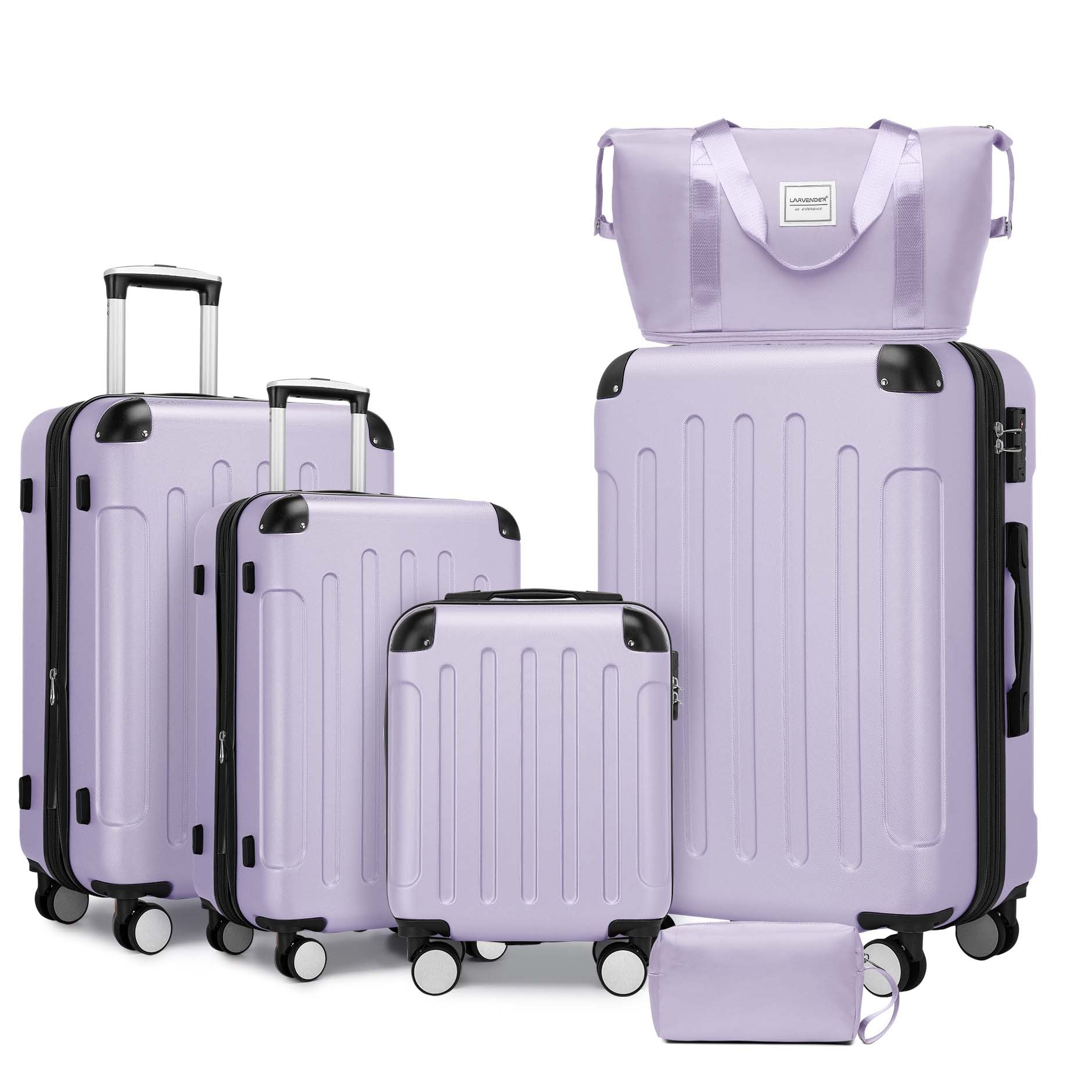 Luggage Sets 6 Piece with Duffel Bags, Hardside Expandable Suitcases with Spinner Wheels TSA Lock, Lavender SolidRoot Buy Furniture USA