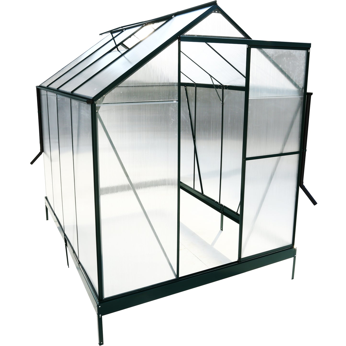 6.3'*8.2'*7' Polycarbonate Greenhouse, Heavy Duty Outdoor Aluminum Walk-in Green House Kit with Rain Gutter, Vent and Door for Backyard Garden, color green SolidRoot Buy Furniture USA
