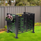 4*2FT Air Conditioner Fence for Outdoor Units Metal Privacy Fence,Metal Privacy Screen with Planter Boxes,Outdoor Freestanding Trash Can Fence SolidRoot Buy Furniture USA
