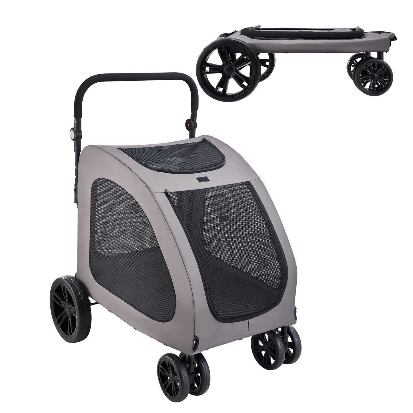 Pet Stroller 4-Wheels Dog Stroller Carrier 160lbs Weight Capacity Portable - SolidRoot Buy Furniture USA