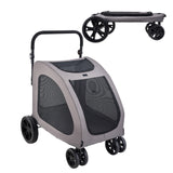 Pet Stroller 4-Wheels Dog Stroller Carrier 160lbs Weight Capacity Portable - SolidRoot Buy Furniture USA