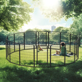 16 Panels Heavy-Duty Metal Playpen with Door, 39.37' H Dog Fence Pet Exercise Pen for Outdoor, Indoor - SolidRoot Buy Furniture USA