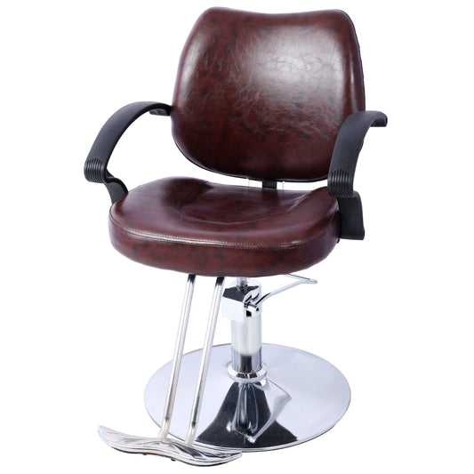 Heavy Duty Hydraulic Salon Chair with Barber Cape Included (Brown) - Professional Styling Chair for Hair Stylists, Barbers & Beauty Spas SolidRoot Buy Furniture USA