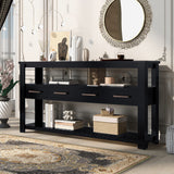U_STYLE 61.5'' Large Entryway Table with 4 Drawers,Painted Console Table with 3-Tier Open Shelves and Metal Handles,Versatile Hallway Sofa Table for Living Room, Bedroom, Foyer and Kitchen SolidRoot Buy Furniture USA