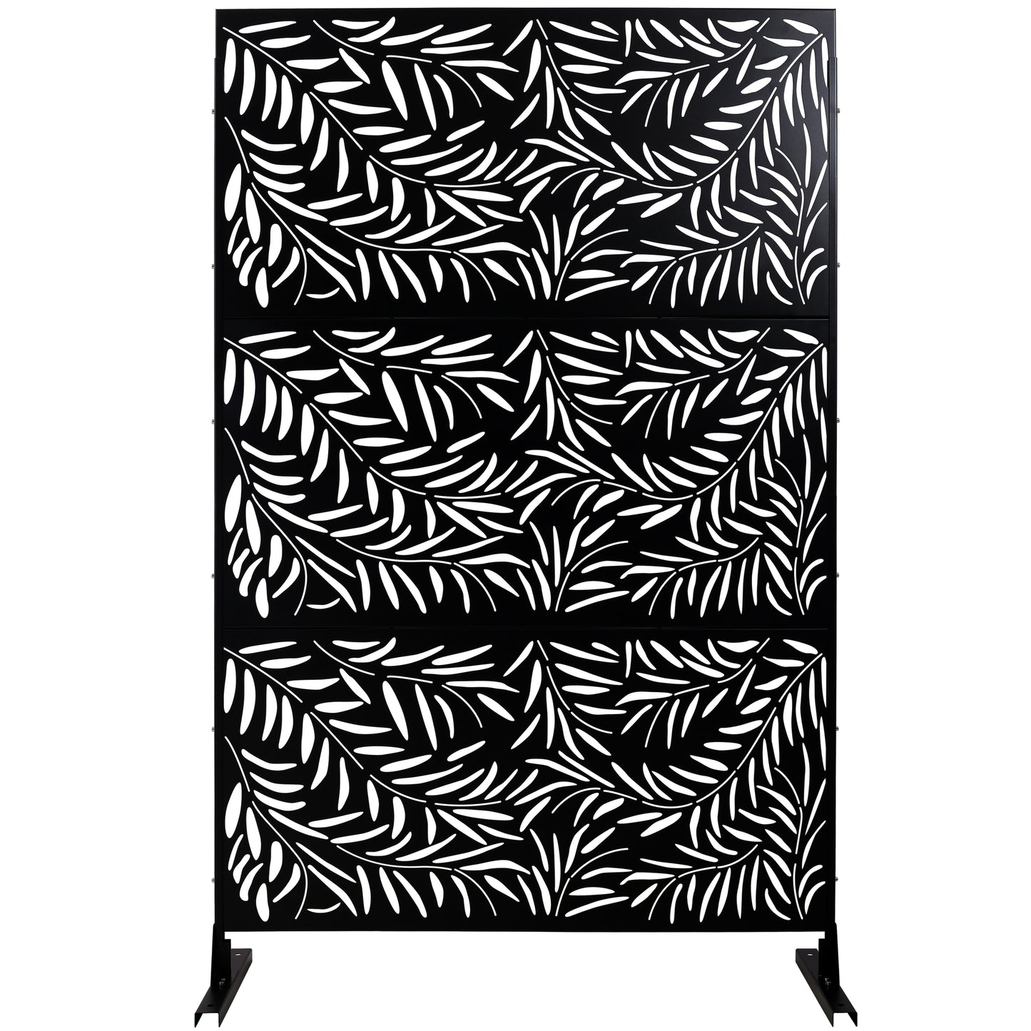Outdoor & Indoor Privacy Screen Metal Privacy Screen 76' H×48' W, Freestanding Decorative Privacy Screen for Deck Balcony Patio, Privacy Fence Panels for Outside Lawn Garden PS119 BLACK SolidRoot Buy Furniture USA