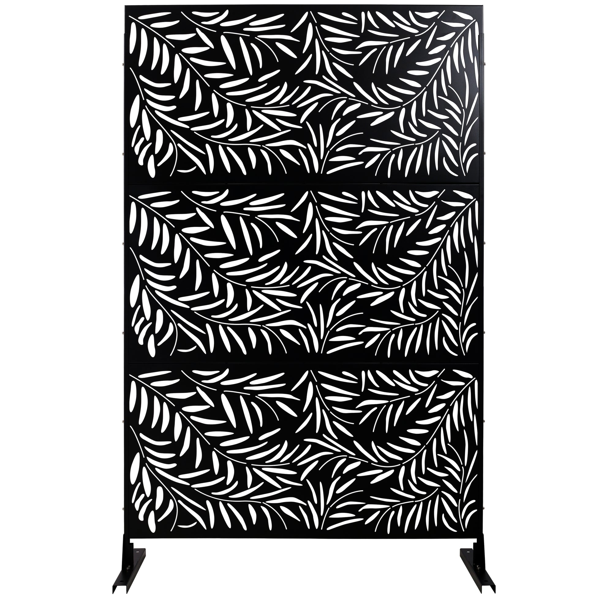 Outdoor & Indoor Privacy Screen Metal Privacy Screen 76' H×48' W, Freestanding Decorative Privacy Screen for Deck Balcony Patio, Privacy Fence Panels for Outside Lawn Garden PS119 BLACK SolidRoot Buy Furniture USA
