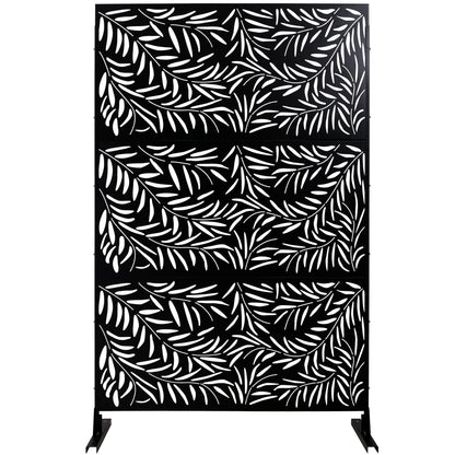 Outdoor & Indoor Privacy Screen Metal Privacy Screen 76' H×48' W, Freestanding Decorative Privacy Screen for Deck Balcony Patio, Privacy Fence Panels for Outside Lawn Garden PS119 BLACK SolidRoot Buy Furniture USA