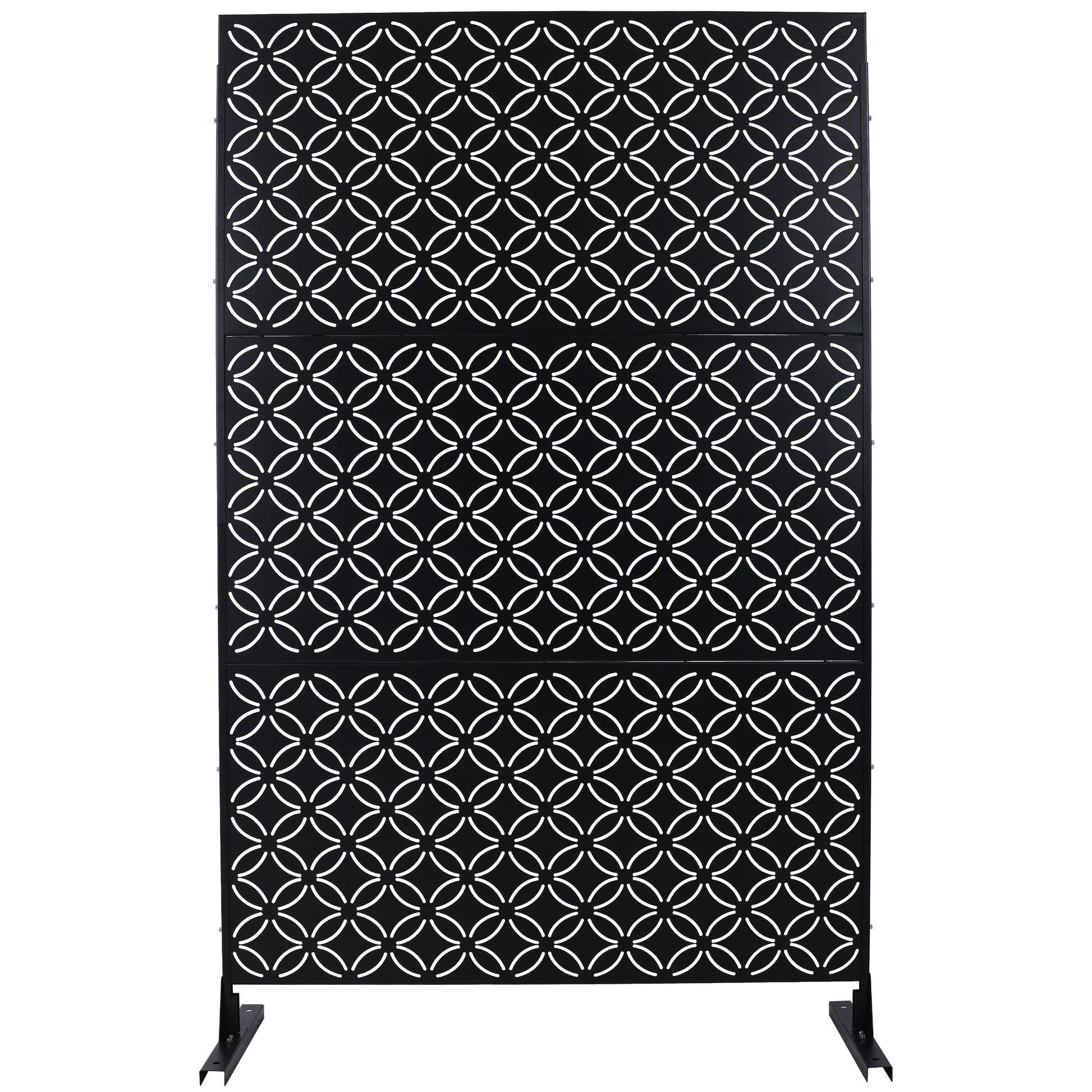 Outdoor & Indoor Privacy Screen Metal Privacy Screen 76' H×48' W, Freestanding Decorative Privacy Screen for Deck Balcony Patio, Privacy Fence Panels for Outside Lawn Garden PS107 BLACK SolidRoot Buy Furniture USA