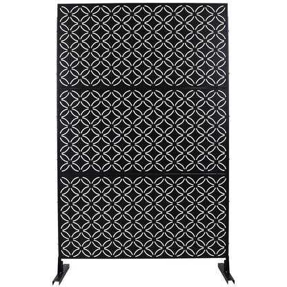 Outdoor & Indoor Privacy Screen Metal Privacy Screen 76' H×48' W, Freestanding Decorative Privacy Screen for Deck Balcony Patio, Privacy Fence Panels for Outside Lawn Garden PS107 BLACK SolidRoot Buy Furniture USA