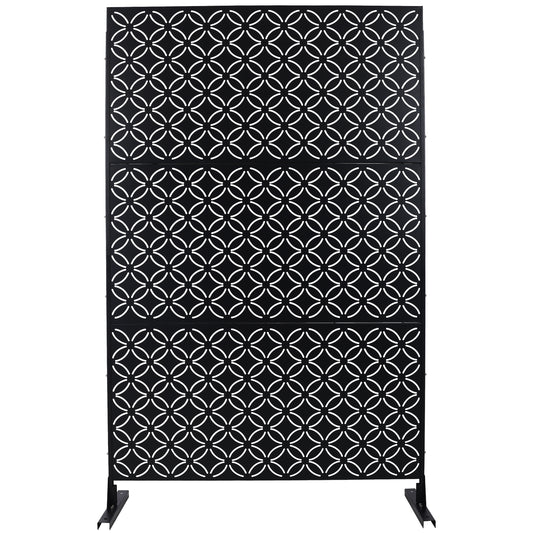 Outdoor & Indoor Privacy Screen Metal Privacy Screen 76' H×48' W, Freestanding Decorative Privacy Screen for Deck Balcony Patio, Privacy Fence Panels for Outside Lawn Garden PS107 BLACK SolidRoot Buy Furniture USA