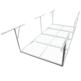 4x8FT Overhead Garage Storage Rack, Heavy-Duty Metal Garage Ceiling Storage Rack, 22''-40' Adjustable Ceiling Drop-Down, 600 lb. Loading Weight Capacity, White Color SolidRoot Buy Furniture USA