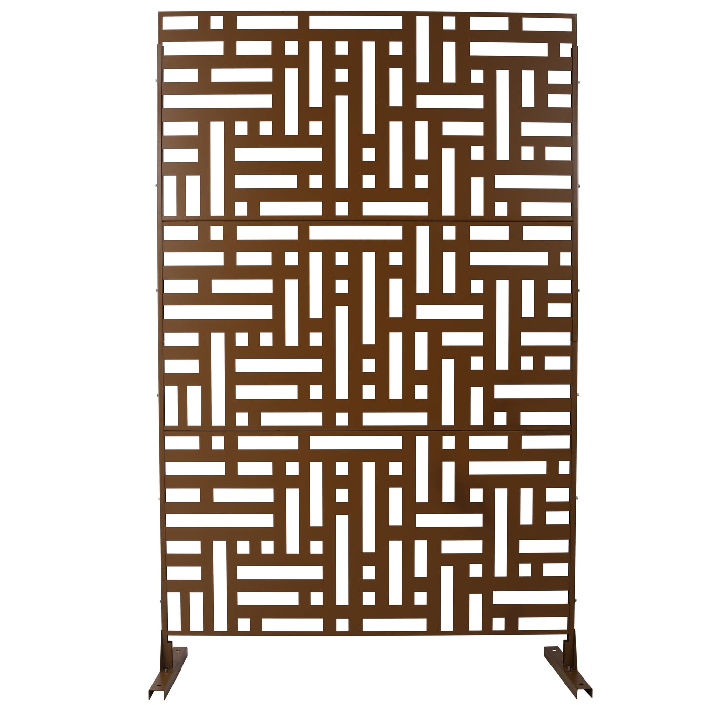 Outdoor & Indoor Privacy Screen Metal Privacy Screen 76' H×48' W, Freestanding Decorative Privacy Screen Brown Steel SolidRoot Buy Furniture USA