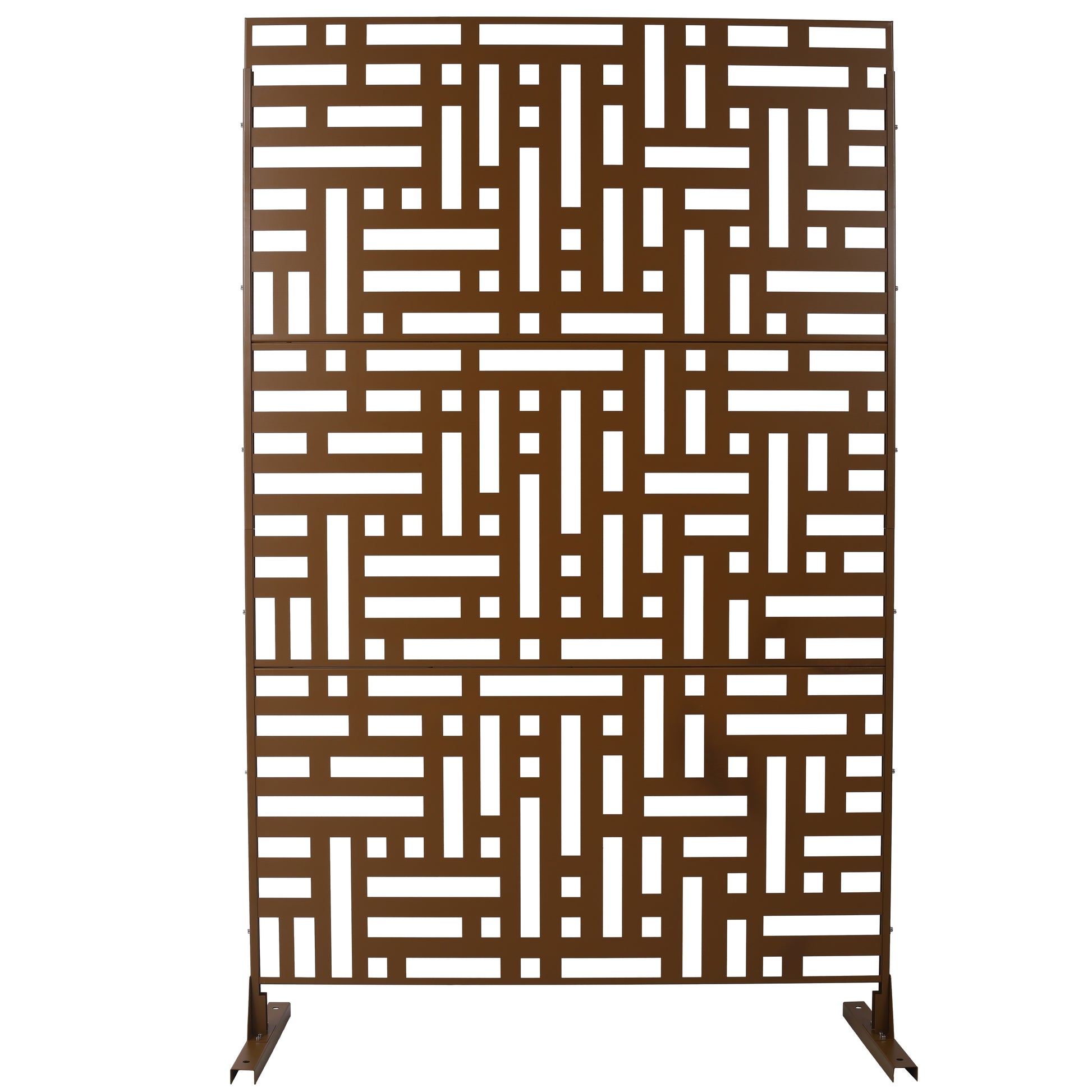 Outdoor & Indoor Privacy Screen Metal Privacy Screen 76' H×48' W, Freestanding Decorative Privacy Screen Brown Steel SolidRoot Buy Furniture USA