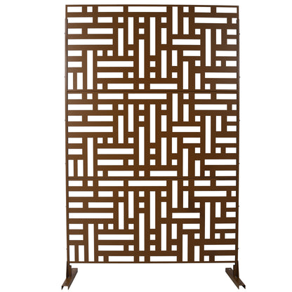 Outdoor & Indoor Privacy Screen Metal Privacy Screen 76' H×48' W, Freestanding Decorative Privacy Screen Brown Steel SolidRoot Buy Furniture USA
