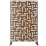 Outdoor & Indoor Privacy Screen Metal Privacy Screen 76' H×48' W, Freestanding Decorative Privacy Screen Brown Steel SolidRoot Buy Furniture USA