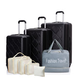 Luggage Set with Spinner Wheels ABS Lightweight Durable Hard Suitcase,8-Piece Set (20'/24'/28'+Gym Tote Bag + 4 Pieces Storage Bag Set ) , BLACK SolidRoot Buy Furniture USA