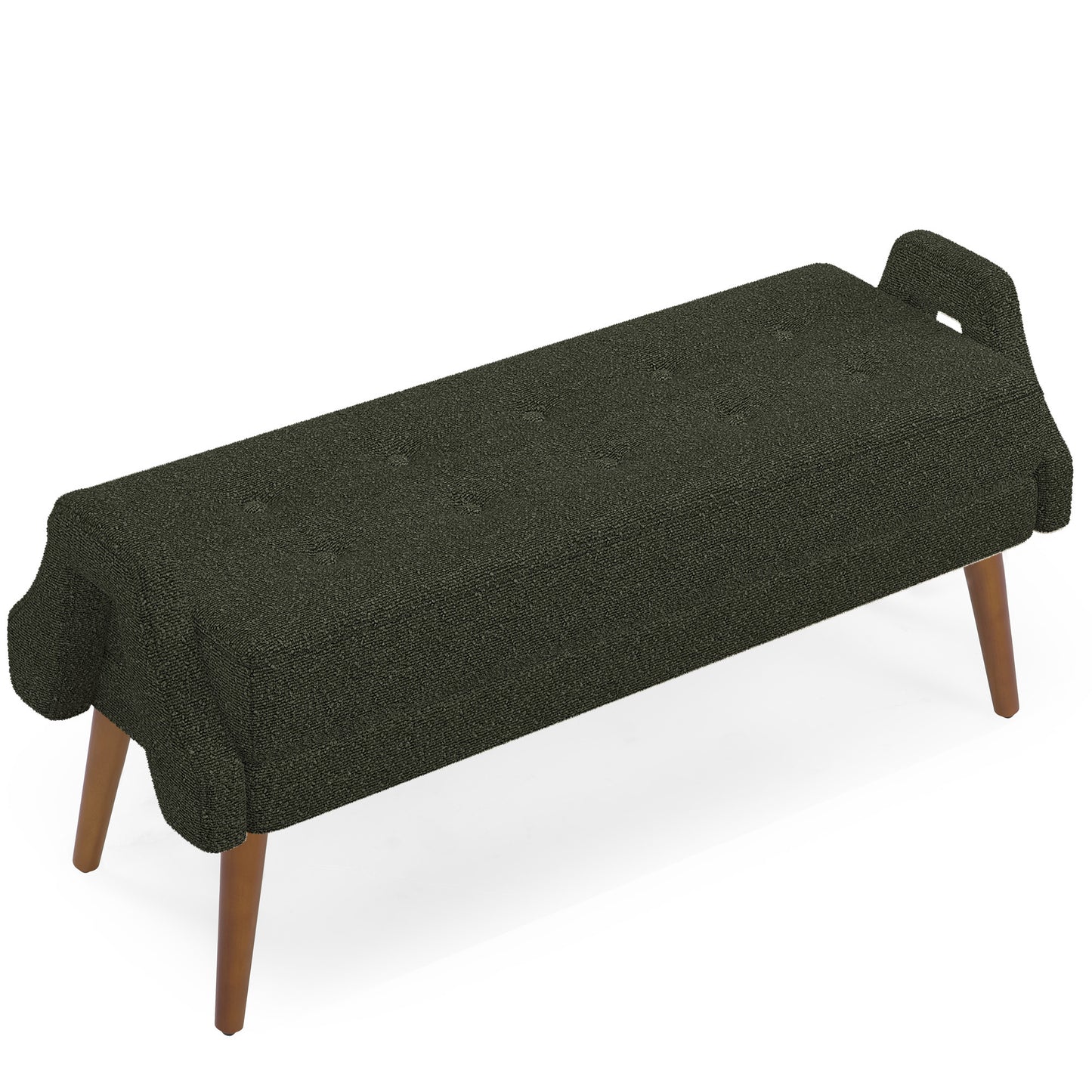 Modern Living Room Bench with Looped Yarn Fabric and Rubber Wooden Legs - Green SolidRoot Buy Furniture USA