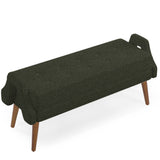 Modern Living Room Bench with Looped Yarn Fabric and Rubber Wooden Legs - Green SolidRoot Buy Furniture USA