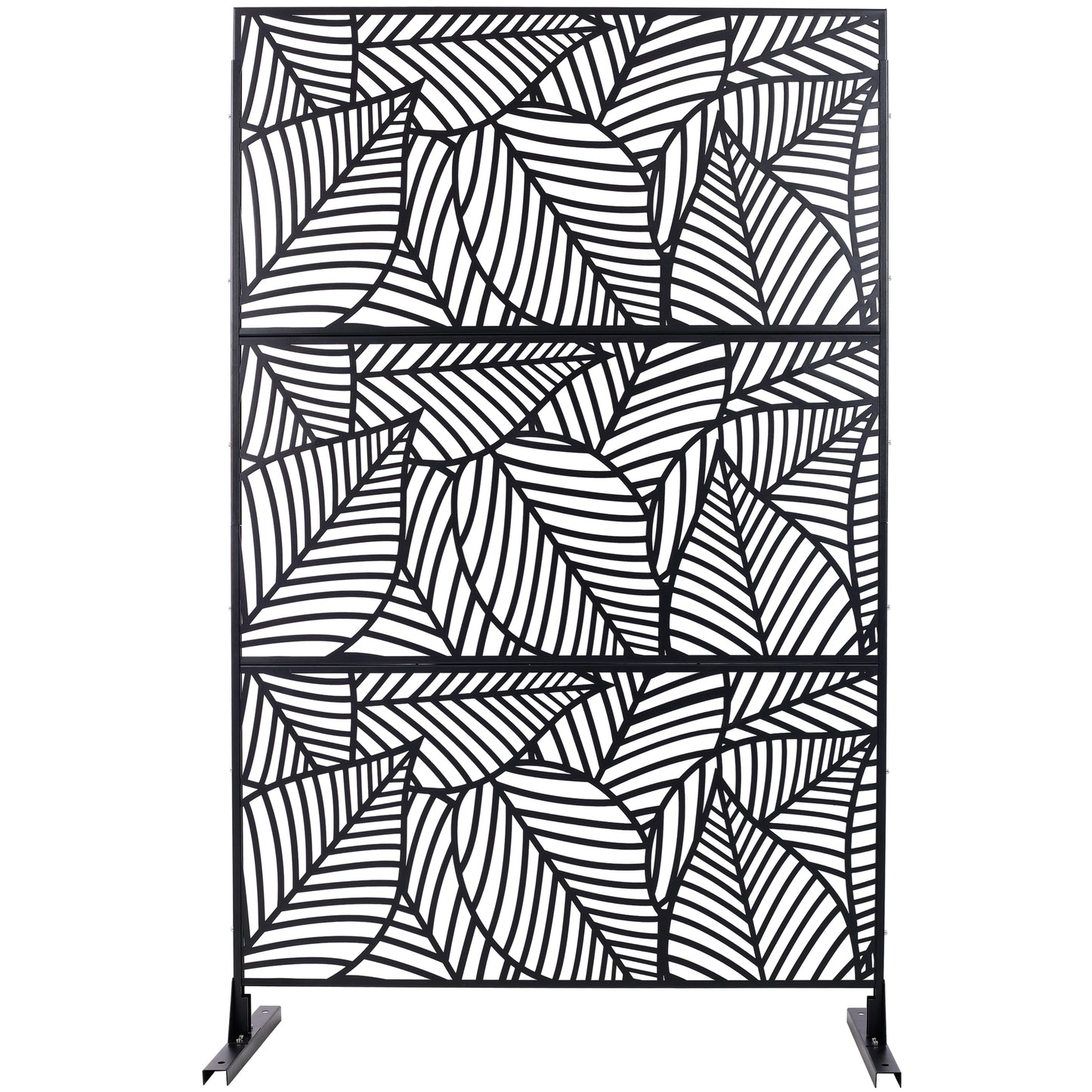 Outdoor & Indoor Privacy Screen Metal Privacy Screen 76' H×48' W, Freestanding Decorative Privacy Screen for Deck Balcony Patio, Privacy Fence Panels for Outside Lawn Garden PS111 BLACK SolidRoot Buy Furniture USA