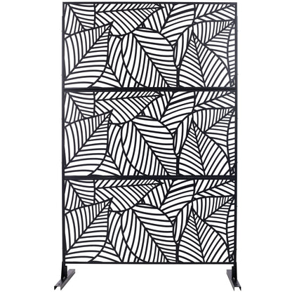 Outdoor & Indoor Privacy Screen Metal Privacy Screen 76' H×48' W, Freestanding Decorative Privacy Screen for Deck Balcony Patio, Privacy Fence Panels for Outside Lawn Garden PS111 BLACK SolidRoot Buy Furniture USA