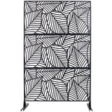 Outdoor & Indoor Privacy Screen Metal Privacy Screen 76' H×48' W, Freestanding Decorative Privacy Screen for Deck Balcony Patio, Privacy Fence Panels for Outside Lawn Garden PS111 BLACK SolidRoot Buy Furniture USA