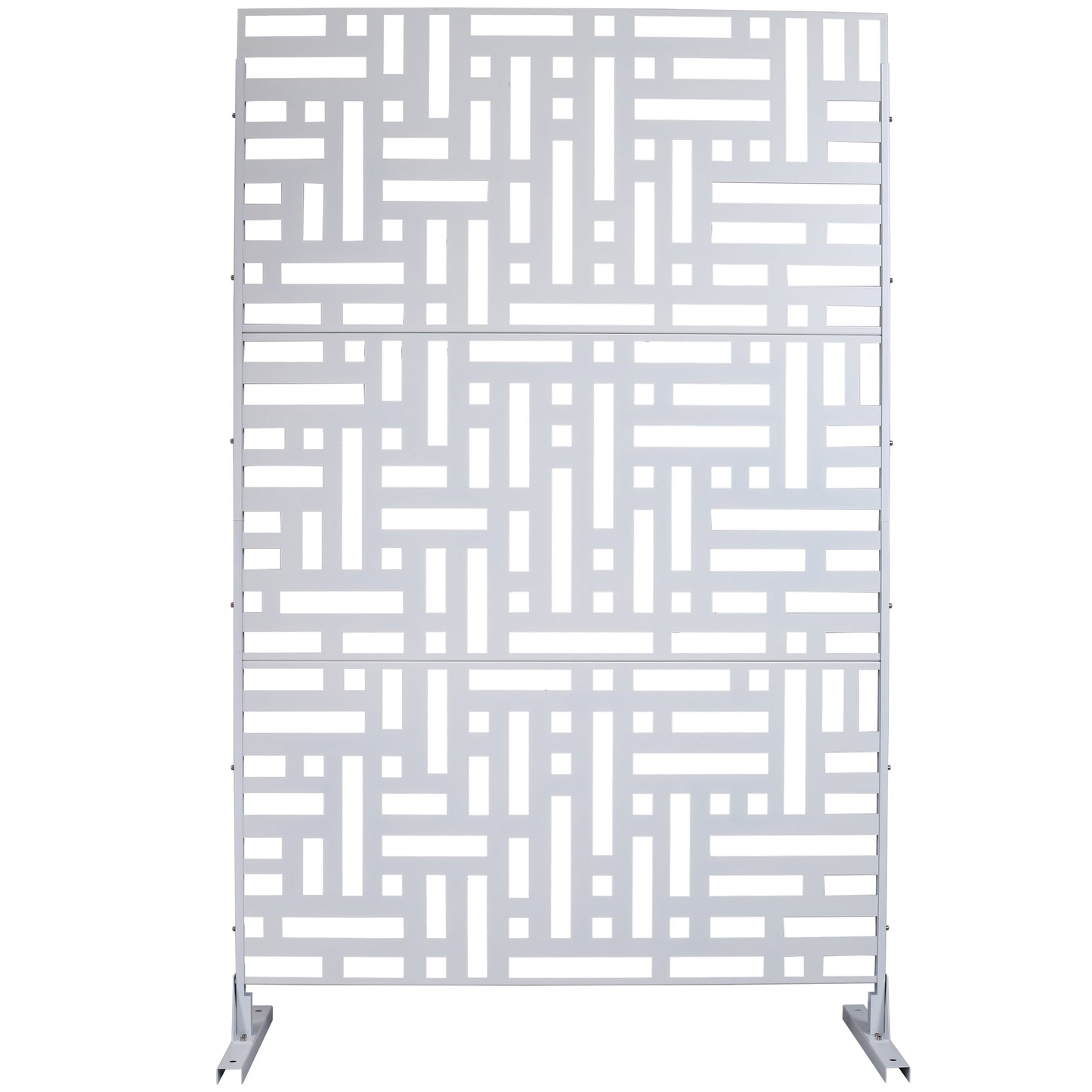 Decorative Freestanding Metal Privacy Screen for Indoor & Outdoor Use, White, 76' H x 48' W SolidRoot Buy Furniture USA