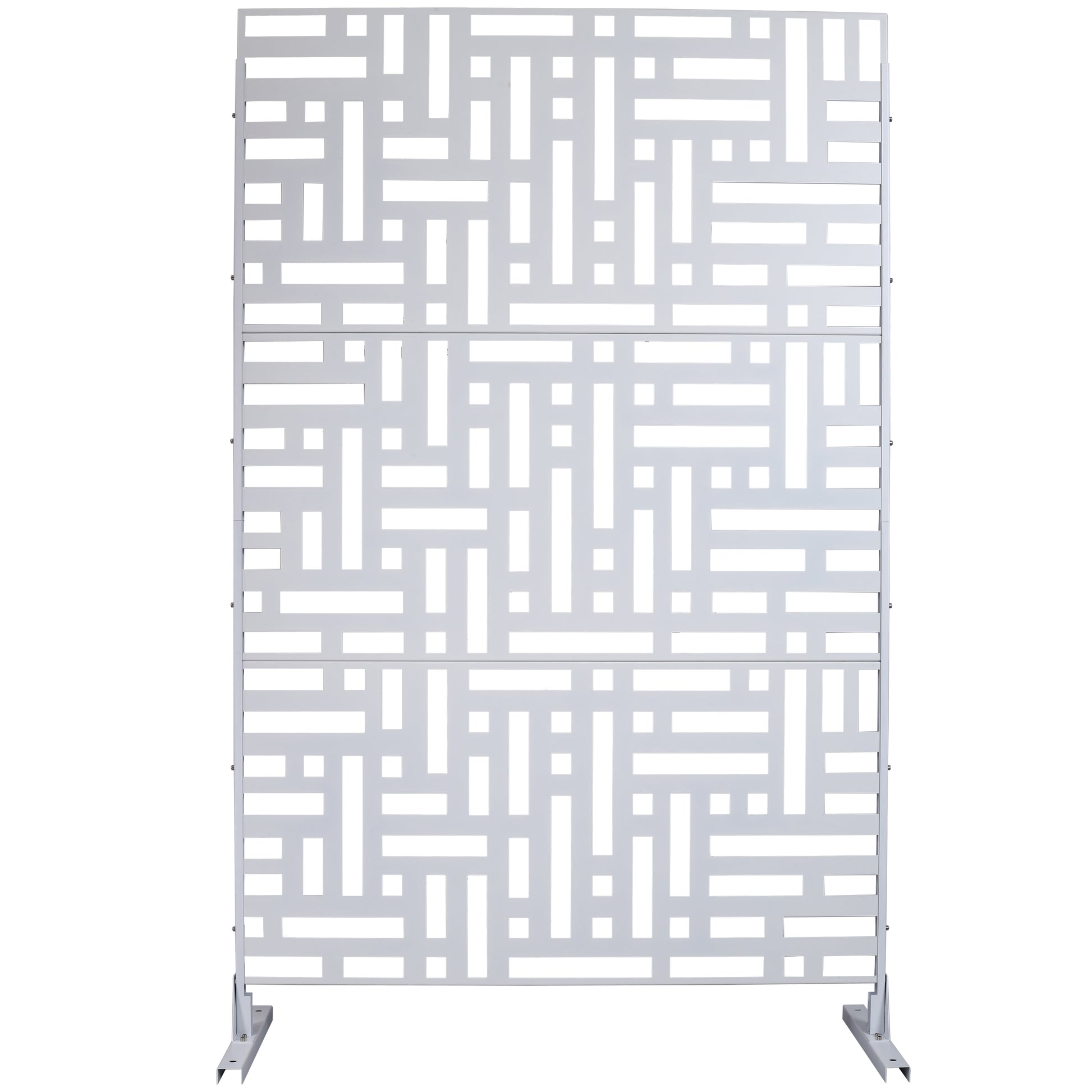 Decorative Freestanding Metal Privacy Screen for Indoor & Outdoor Use, White, 76' H x 48' W SolidRoot Buy Furniture USA