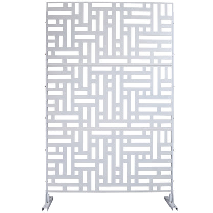 Decorative Freestanding Metal Privacy Screen for Indoor & Outdoor Use, White, 76' H x 48' W SolidRoot Buy Furniture USA