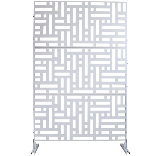 Decorative Freestanding Metal Privacy Screen for Indoor & Outdoor Use, White, 76' H x 48' W SolidRoot Buy Furniture USA