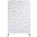 Decorative Freestanding Metal Privacy Screen for Indoor & Outdoor Use, White, 76' H x 48' W SolidRoot Buy Furniture USA