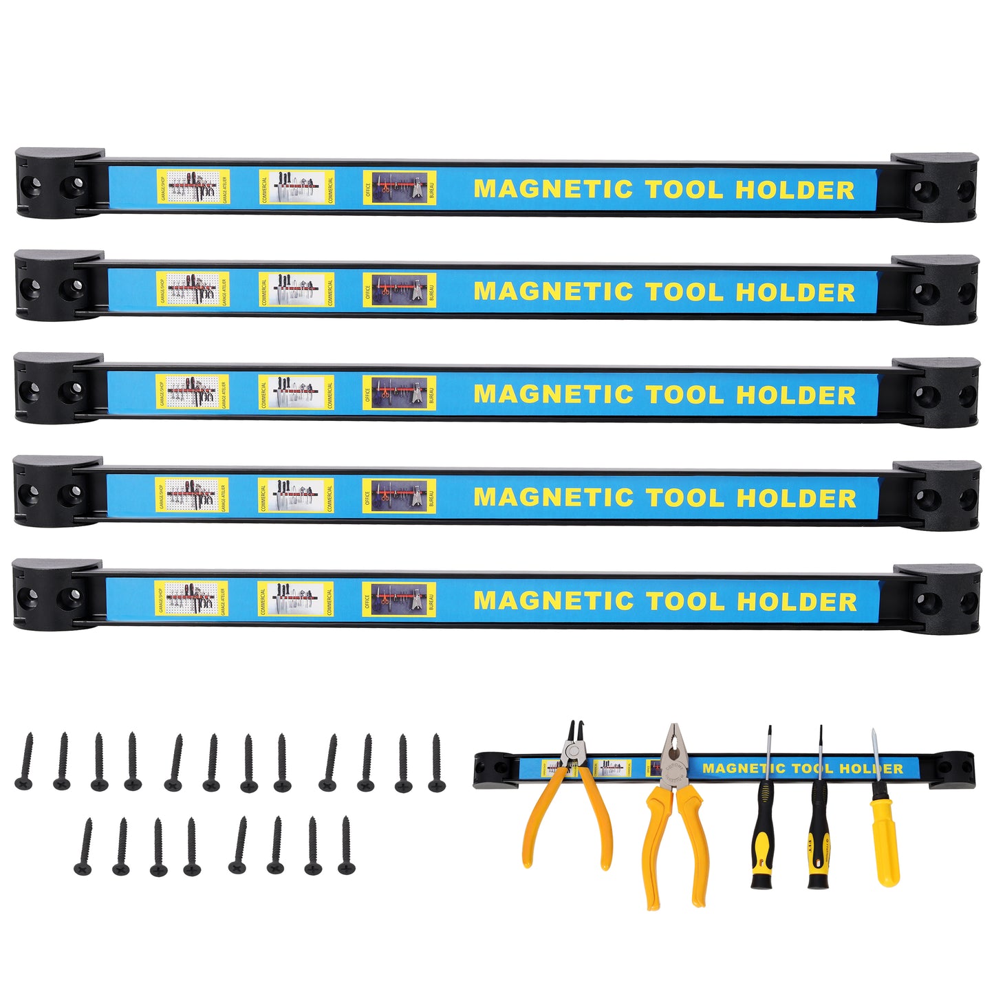 5PACK 16inch Heavy Duty Magnet Tool Bar,Magnetic Tool Holder,Magnetic Tool Holder Strip,for Workshop Garage,Mounting Screws Included SolidRoot Buy Furniture USA