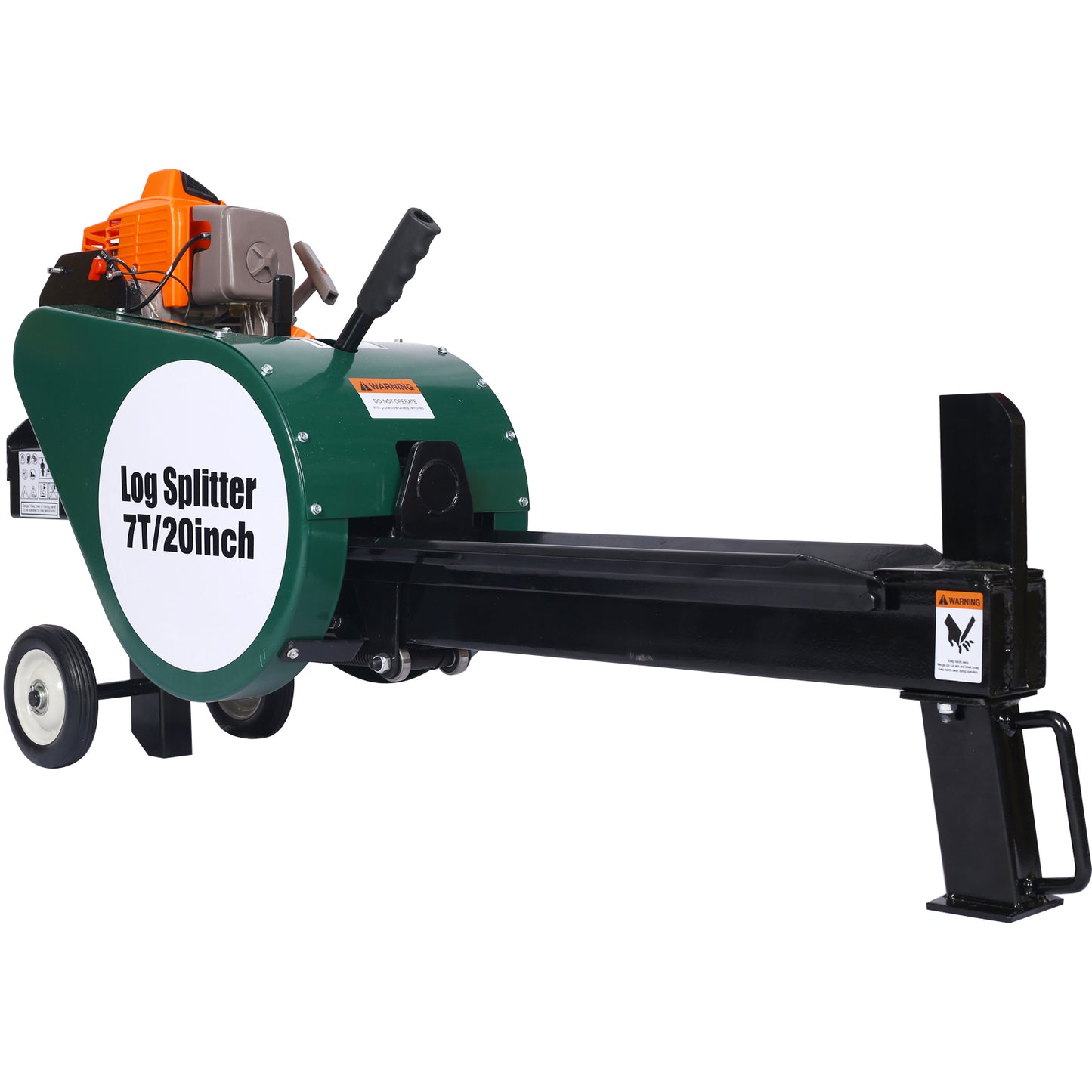 Portable Double Flywheel Electric Log Splitter 7-Ton Gas Log Splitter with Auto Return in Gray Steel SolidRoot Buy Furniture USA