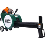 Portable Double Flywheel Electric Log Splitter 7-Ton Gas Log Splitter with Auto Return in Gray Steel SolidRoot Buy Furniture USA