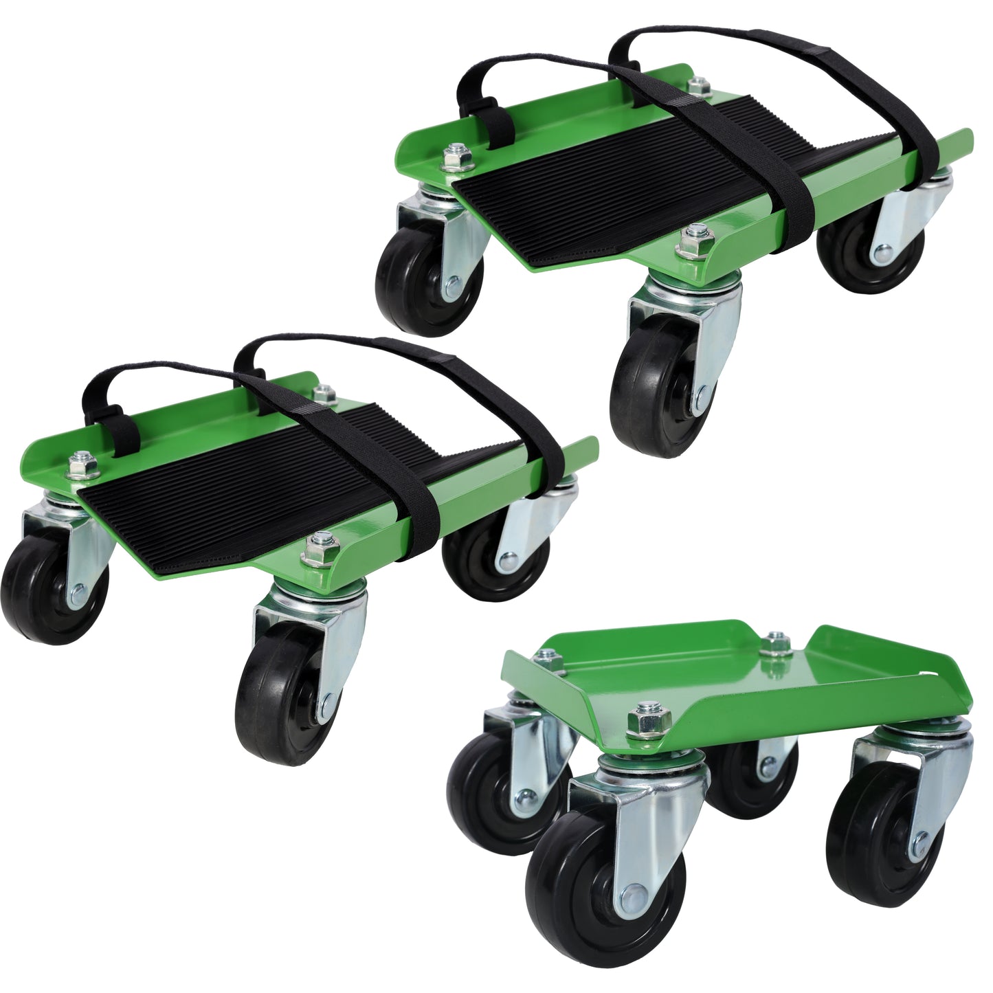 Heavy Duty Snowmobile Dolly V-Slide with 2.5' Swivel Casters and Rubber Pad for Skis, Green Steel SolidRoot Buy Furniture USA