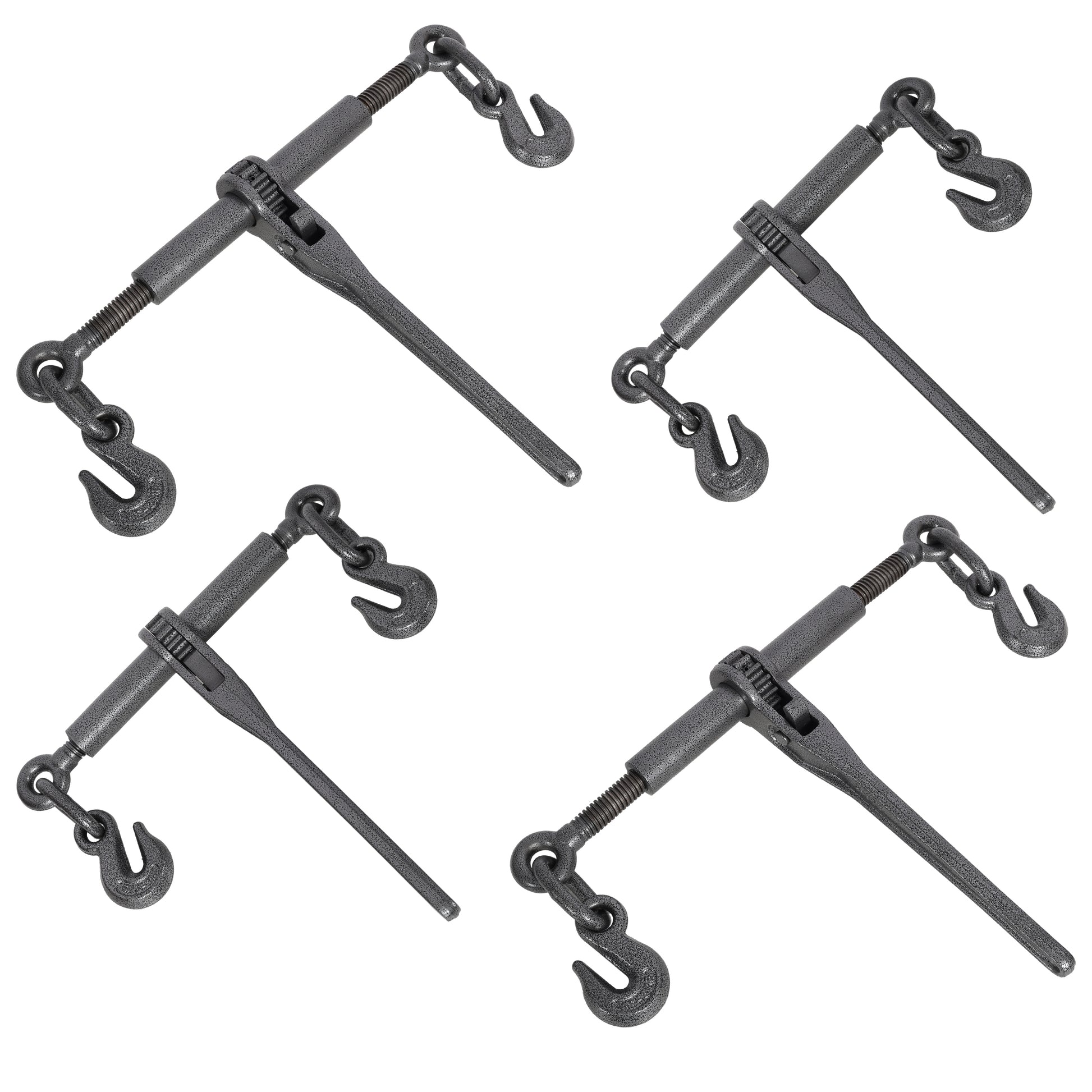 Heavy duty 5/16'-3/8' Ratchet Binders, 5400lbs Working Load capacity, G70 Hooks Adjustable Length, 4-Pack,,Black Hammertone color SolidRoot Buy Furniture USA