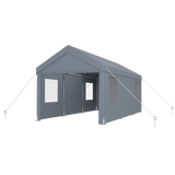 Carport 12' x 20' Portable Garage, Heavy Duty Car Port Canopy with 2 Roll-up Doors & 4 Ventilated Windows for Car, Truck, Boat, Garden Tools,grey SolidRoot Buy Furniture USA