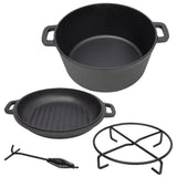 Pre-Seasoned 3 in 1 Cast Iron Dutch Oven with Skillet Lid, Black, Iron, 5 Quart SolidRoot Buy Furniture USA