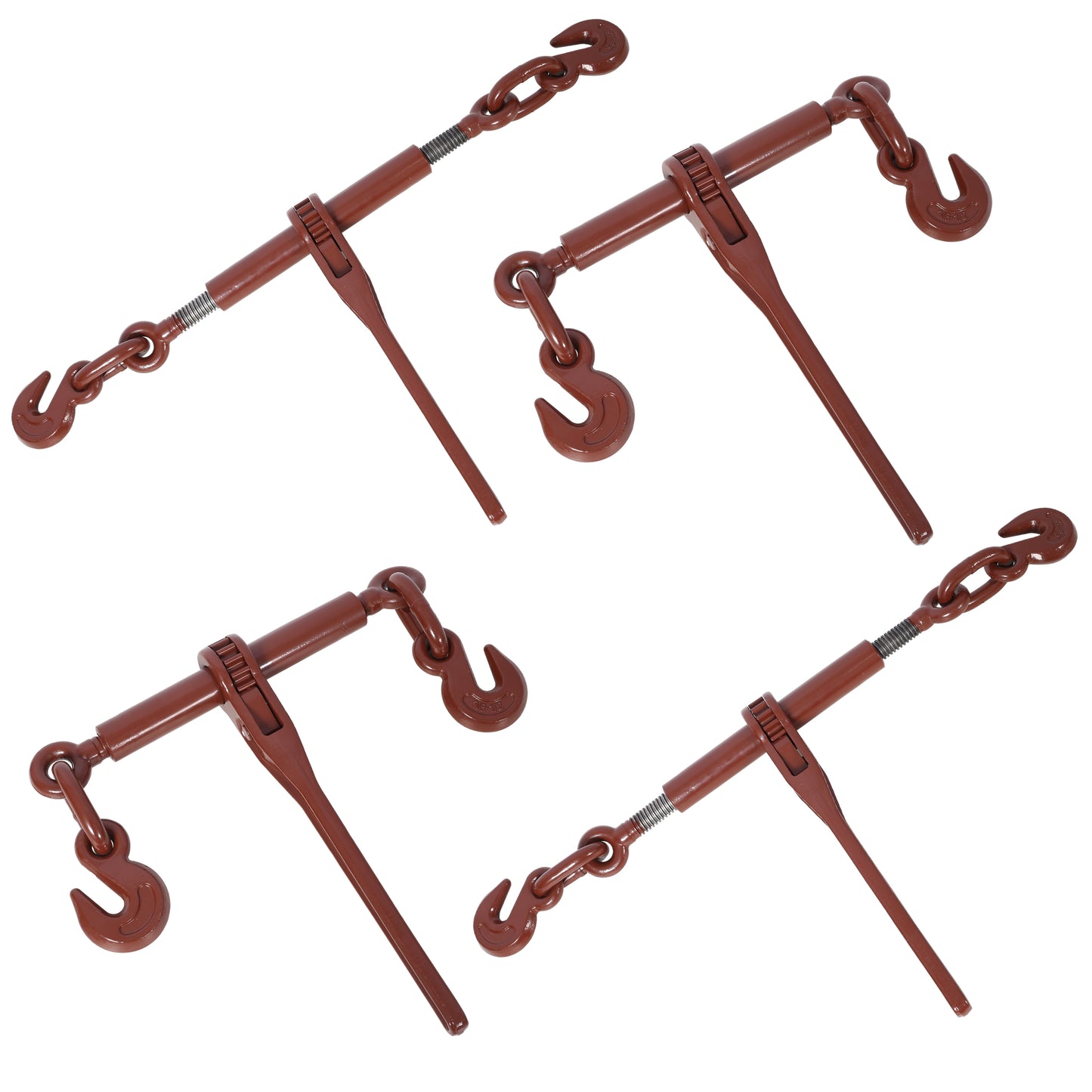 Heavy Duty Ratchet Binders 5/16'-3/8' with 5400lbs Load Capacity G70 Hooks Adjustable Red Steel 4-Pack SolidRoot Buy Furniture USA
