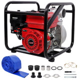 Gasoline Powered Water Pump 3' Inlet & Outlet, 264GPM Flow, 7HP Engine, Black & Red, Steel SolidRoot Buy Furniture USA