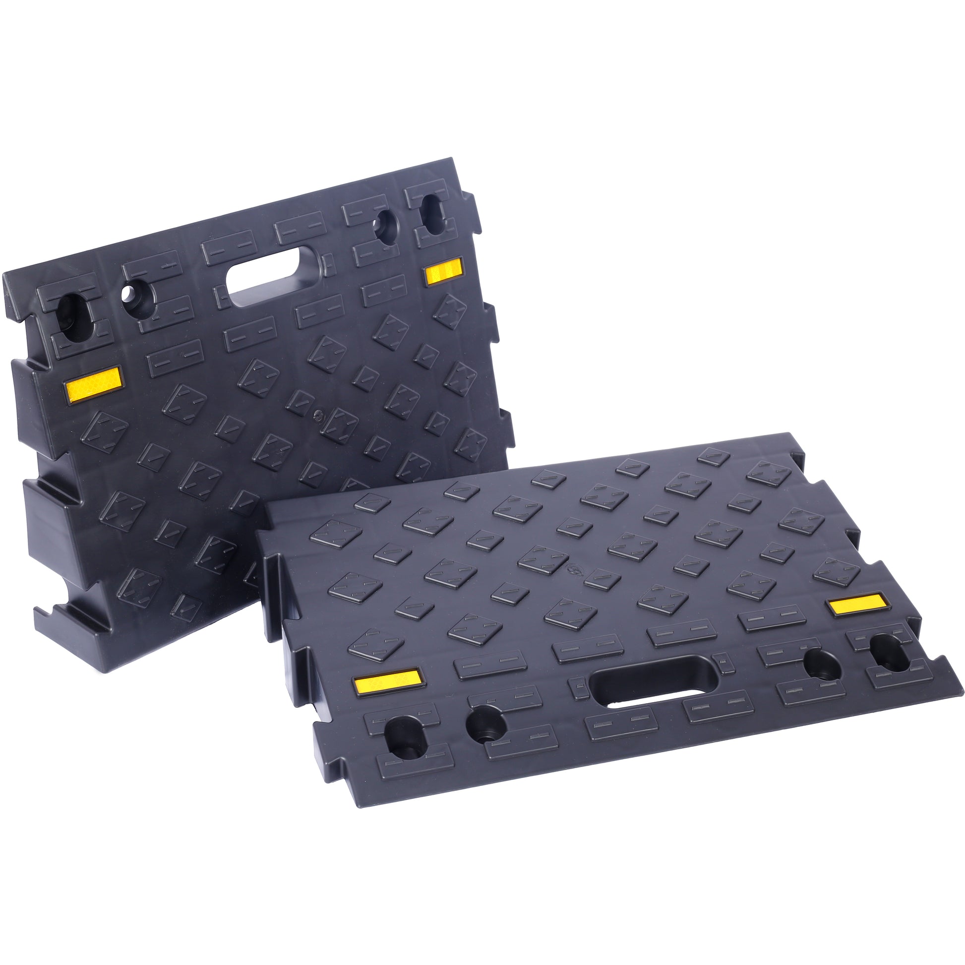 Heavy-Duty Plastic 4' High Portable Automotive Curb Ramp for Cars & Wheelchairs, Black, Interlocking Design SolidRoot Buy Furniture USA