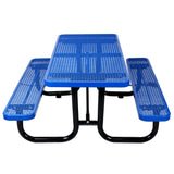 6 ft. Rectangular Outdoor Steel Picnic Table ,BLUE,with umbrella pole SolidRoot Buy Furniture USA