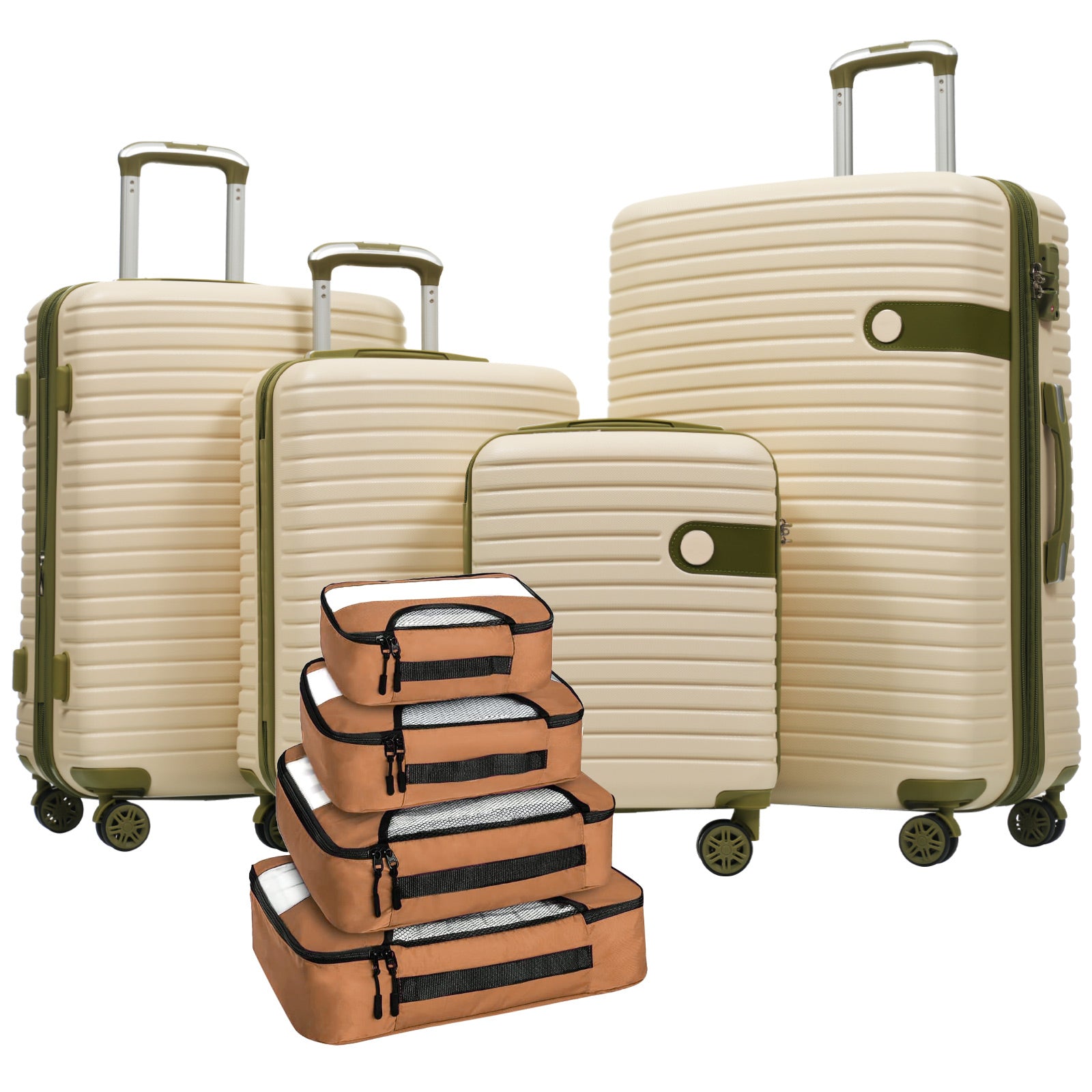 4 Piece Luggage Set Suitcase Set, ABS Hard Shell Lightweight Expandable Travel Luggage with 4 Packing Cubes, TSA Lock, Spinner Wheels for Men Women(16/20/24/28) SolidRoot Buy Furniture USA