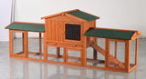 Large Wooden Rabbit Hutch, Outdoor Bunny Cage with Spacious Run, Waterproof Asphalt Roof, Pull-Out Tray and Ramp, Fir Wood Pet House for Rabbits, Chickens and Small Animals (Brown & Green) SolidRoot Buy Furniture USA