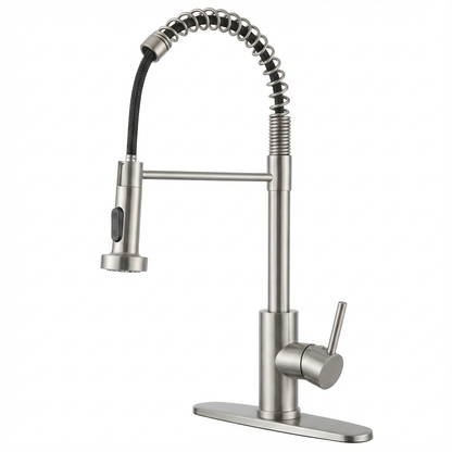 Kitchen Faucet with Pull Down Sprayer Industrial 1 Handle 1 Hole Or 3 Hole Faucet for Farmhouse Camper Laundry Utility Rv Wet Bar Sinks, Stainless Steel, Brushed Nickel - SolidRoot Buy Furniture USA