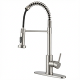 Kitchen Faucet with Pull Down Sprayer Industrial 1 Handle 1 Hole Or 3 Hole Faucet for Farmhouse Camper Laundry Utility Rv Wet Bar Sinks, Stainless Steel, Brushed Nickel - SolidRoot Buy Furniture USA