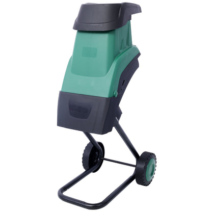 15Amp  Electric Wood Chipper/Shredder with Wheels Electric Garden Shredder Portable Chipping Width Collection Bag, Double Sided Blade System, Auto Shut-Off Green SolidRoot Buy Furniture USA