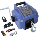 Reversible Electric 12V Trailer Winch for Boats Up to 5000 lbs, Galvanized Wire Rope, Blue Plastic Casing SolidRoot Buy Furniture USA