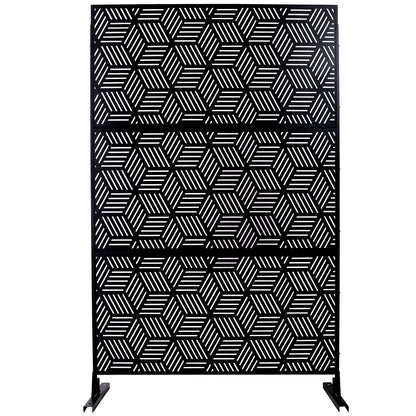 Outdoor & Indoor Privacy Screen Metal Privacy Screen 76' H×48' W, Freestanding Decorative Privacy Screen for Deck Balcony Patio, Privacy Fence Panels for Outside Lawn Garden PS116 BLACK SolidRoot Buy Furniture USA